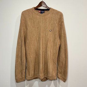Chaps Men's 100% Cotton Herringbone Knit Pullover in Tan Size Large
